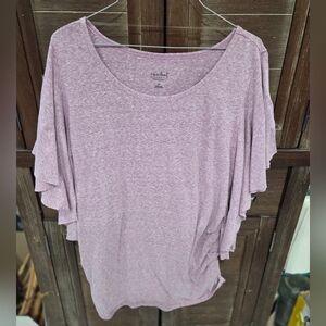 Isabel Maternity Women's Top Purple Short Sleeve Size XL Cotton Blend Round Neck